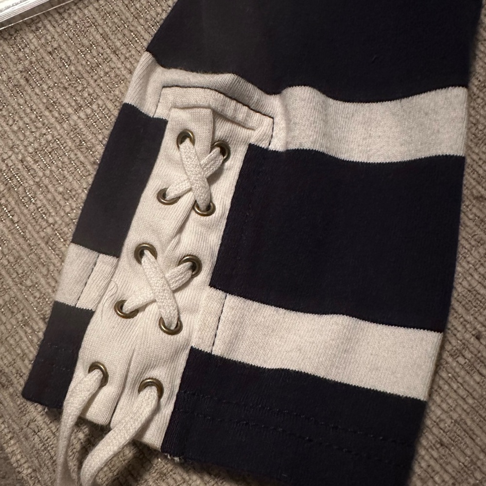 Lauren Jeans Co Navy & White Striped Tie Sleeve Dress - Picture 2 of 7